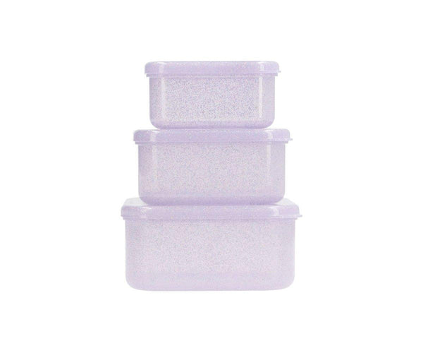 3 Cajas Almuerzo Glitter Purple