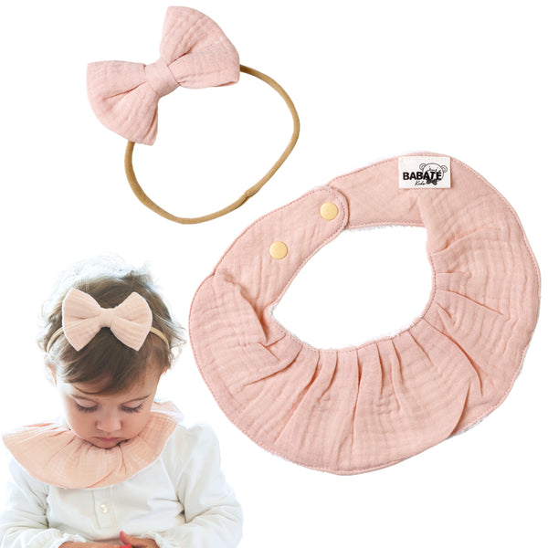 Conjunto Babero y diadema Rosa