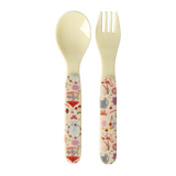 Cuchara y Tenedor Bebé - Rosa - Fun Fair Print