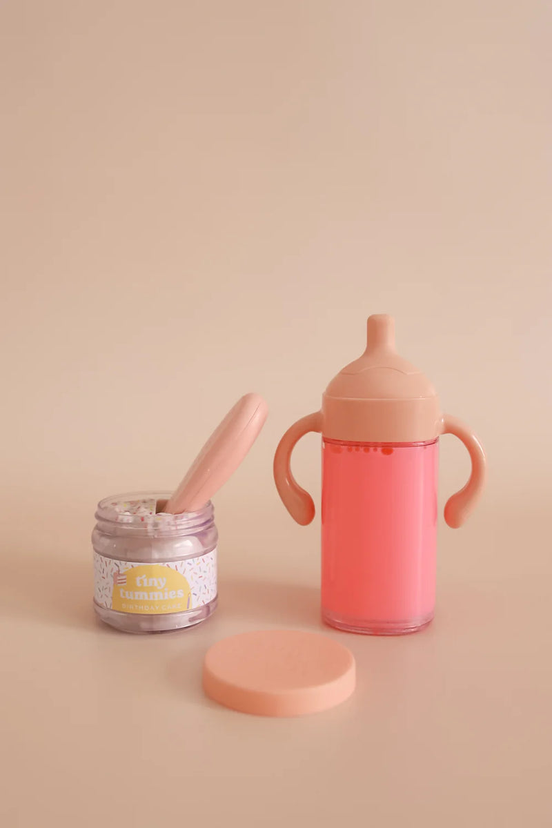 Pack cumpleaños biberón mágico y potito con cuchara - Fresa