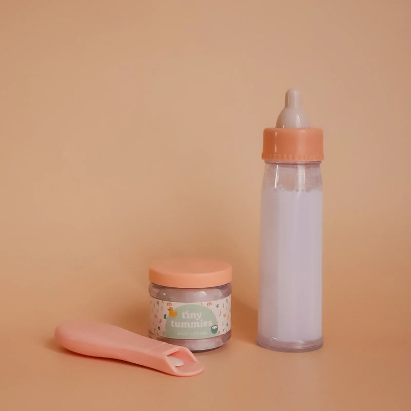 Biberón mágico y Potito con cuchara para muñecos - Cereales