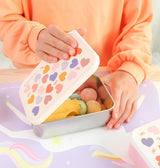 Caja almuerzo acero Corazones, detalle abierta