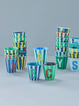 Vaso Melamina Alfabeto Rayas Azul - Letra Y
