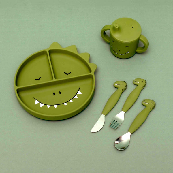 Set 3 Cubiertos Silicona Dino