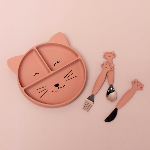 Set 3 Cubiertos Silicona Gato