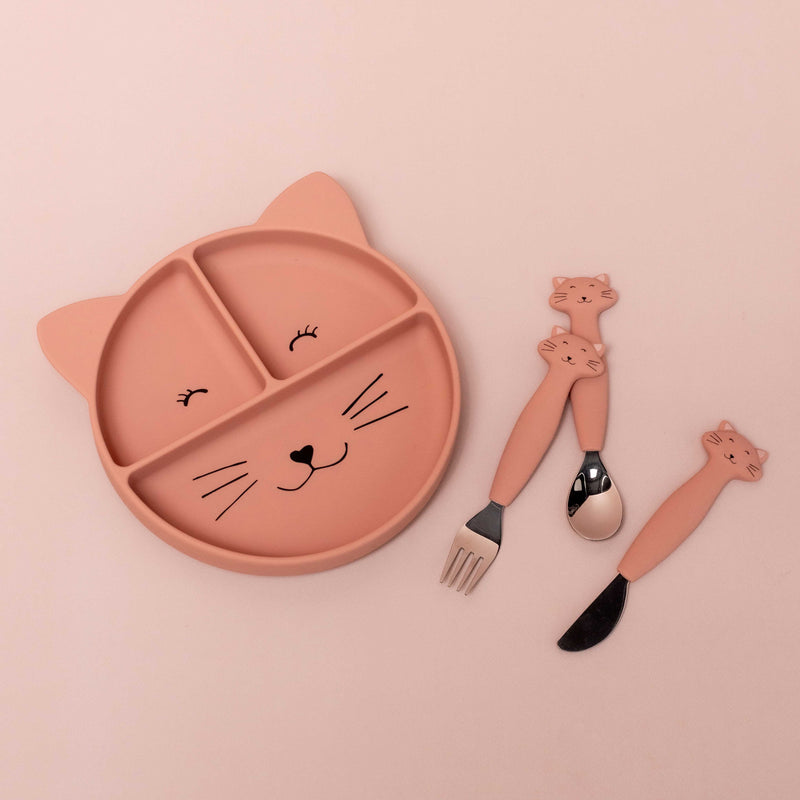 Set 3 Cubiertos Silicona Gato