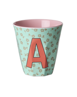 Vaso Melamina Alfabeto Flores - Letra A