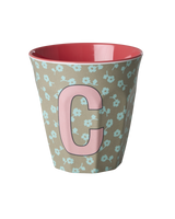 Vaso Melamina Alfabeto Flores - Letra C