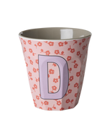 Vaso Melamina Alfabeto Flores - Letra D