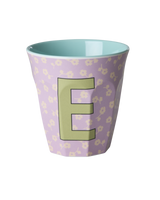 Vaso Melamina Alfabeto Flores - Letra E
