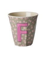 Vaso Melamina Alfabeto Flores - Letra F