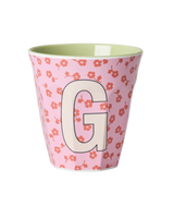 Vaso Melamina Alfabeto Flores - Letra G
