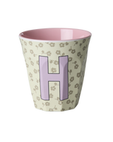 Vaso Melamina Alfabeto Flores - Letra H