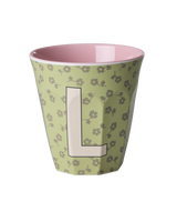 Vaso Melamina Alfabeto Flores - Letra L
