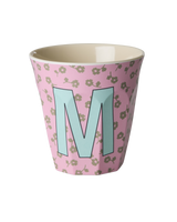 Vaso Melamina Alfabeto Flores - Letra M