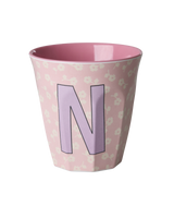 Vaso Melamina Alfabeto Flores - Letra N
