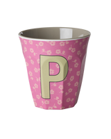Vaso Melamina Alfabeto Flores - Letra P
