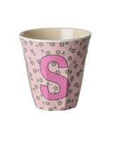 Vaso Melamina Alfabeto Flores - Letra S