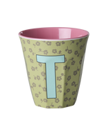 Vaso Melamina Alfabeto Flores - Letra T