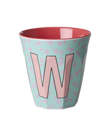 Vaso Melamina Alfabeto Flores - Letra W
