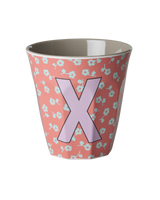 Vaso Melamina Alfabeto Flores - Letra X