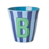 Vaso Melamina Alfabeto Rayas Azul - Letra B