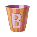 Vaso Melamina Alfabeto Rayas Rosa - Letra B