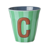 Vaso Melamina Alfabeto Rayas Azul - Letra C