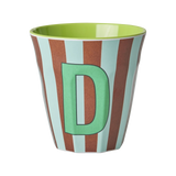 Vaso Melamina Alfabeto Rayas Azul - Letra D