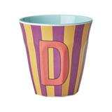 Vaso Melamina Alfabeto Rayas Rosa - Letra D