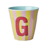 Vaso Melamina Alfabeto Rayas Rosa - Letra G