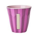 Vaso Melamina Alfabeto Rayas Rosa - Letra I