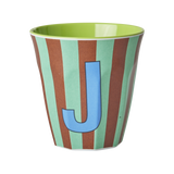 Vaso Melamina Alfabeto Rayas Azul - Letra J