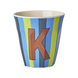 Vaso Melamina Alfabeto Rayas Azul - Letra K