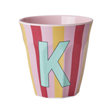 Vaso Melamina Alfabeto Rayas Rosa - Letra K