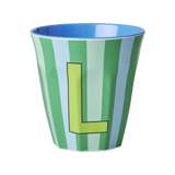 Vaso Melamina Alfabeto Rayas Azul - Letra L