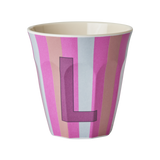 Vaso Melamina Alfabeto Rayas Rosa - Letra L