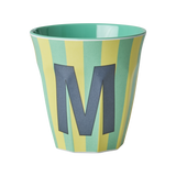 Vaso Melamina Alfabeto Rayas Azul - Letra M