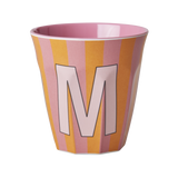 Vaso Melamina Alfabeto Rayas Rosa - Letra M