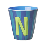 Vaso Melamina Alfabeto Rayas Azul - Letra N
