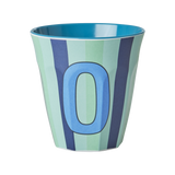 Vaso Melamina Alfabeto Rayas Azul - Letra O