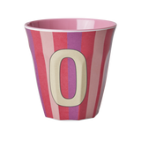Vaso Melamina Alfabeto Rayas Rosa - Letra O
