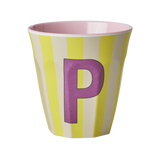 Vaso Melamina Alfabeto Rayas Rosa - Letra P