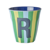 Vaso Melamina Alfabeto Rayas Azul - Letra R