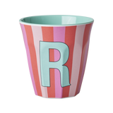 Vaso Melamina Alfabeto Rayas Rosa - Letra R