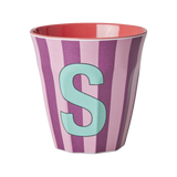 Vaso Melamina Alfabeto Rayas Rosa - Letra S
