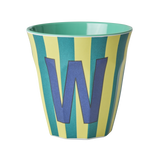 Vaso Melamina Alfabeto Rayas Azul - Letra W