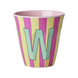 Vaso Melamina Alfabeto Rayas Rosa - Letra W
