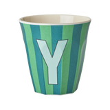 Vaso Melamina Alfabeto Rayas Azul - Letra Y