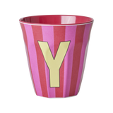 Vaso Melamina Alfabeto Rayas Rosa - Letra Y